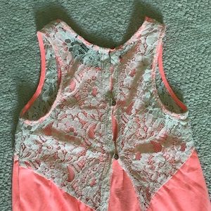 Rue21 Tops - Rue 21 coral/pink lacy tank top Rue21 Tops - Rue 21 coral/pink lacy tank top